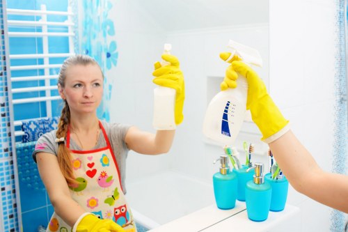 Carpet cleaner preparing safe cleaning equipment for indoor service