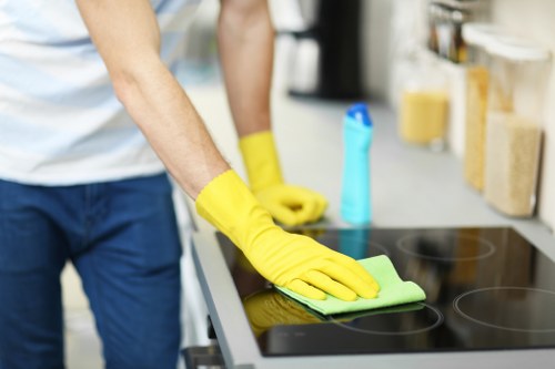 Deep cleaning an oven door and interior with specialist tools